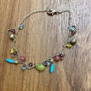 Yellow and Blue Charm Anklet with Eclectic Charms